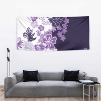 Purple Hibiscus Plumeria Floral Tapestry - Polynesian Pride