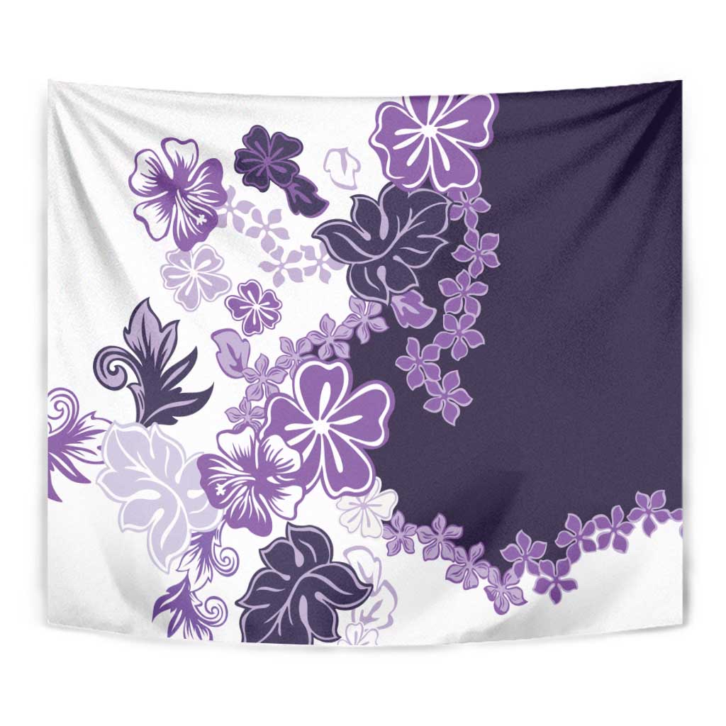 Purple Hibiscus Plumeria Floral Tapestry - Polynesian Pride