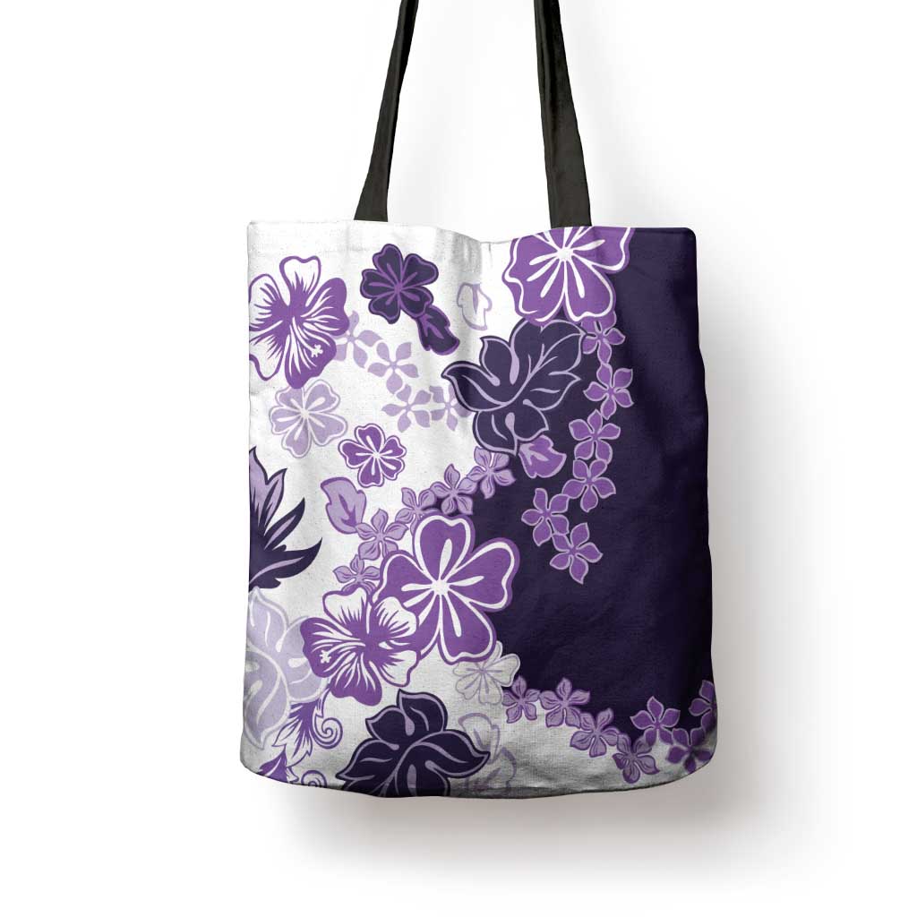 Purple Hibiscus Plumeria Floral Tote Bag - Polynesian Pride