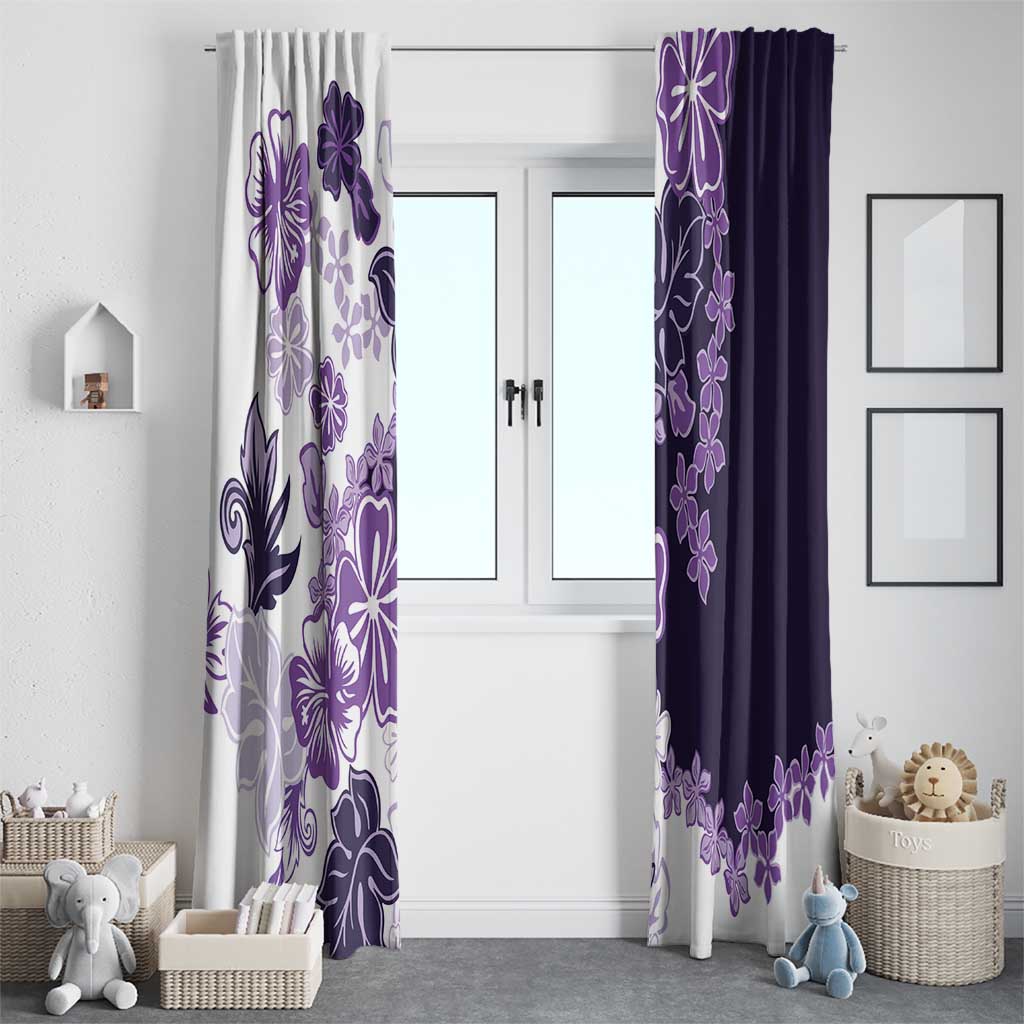 Purple Hibiscus Plumeria Floral Window Curtain - Polynesian Pride
