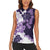 Purple Hibiscus Plumeria Floral Women Sleeveless Polo Shirt - Polynesian Pride