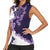 Purple Hibiscus Plumeria Floral Women Sleeveless Polo Shirt - Polynesian Pride