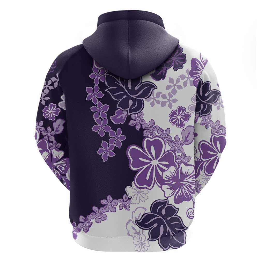 Purple Hibiscus Plumeria Floral Zip Hoodie - Polynesian Pride