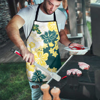 Yelow Teal Hibiscus Plumeria Floral Apron - Polynesian Pride