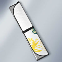Yelow Teal Hibiscus Plumeria Floral Auto Sun Shade - Polynesian Pride