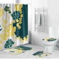 Yelow Teal Hibiscus Plumeria Floral Bathroom Set - Polynesian Pride