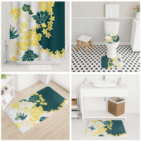 Yelow Teal Hibiscus Plumeria Floral Bathroom Set - Polynesian Pride