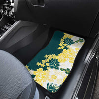 Yelow Teal Hibiscus Plumeria Floral Car Mats - Polynesian Pride