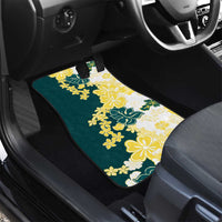 Yelow Teal Hibiscus Plumeria Floral Car Mats - Polynesian Pride