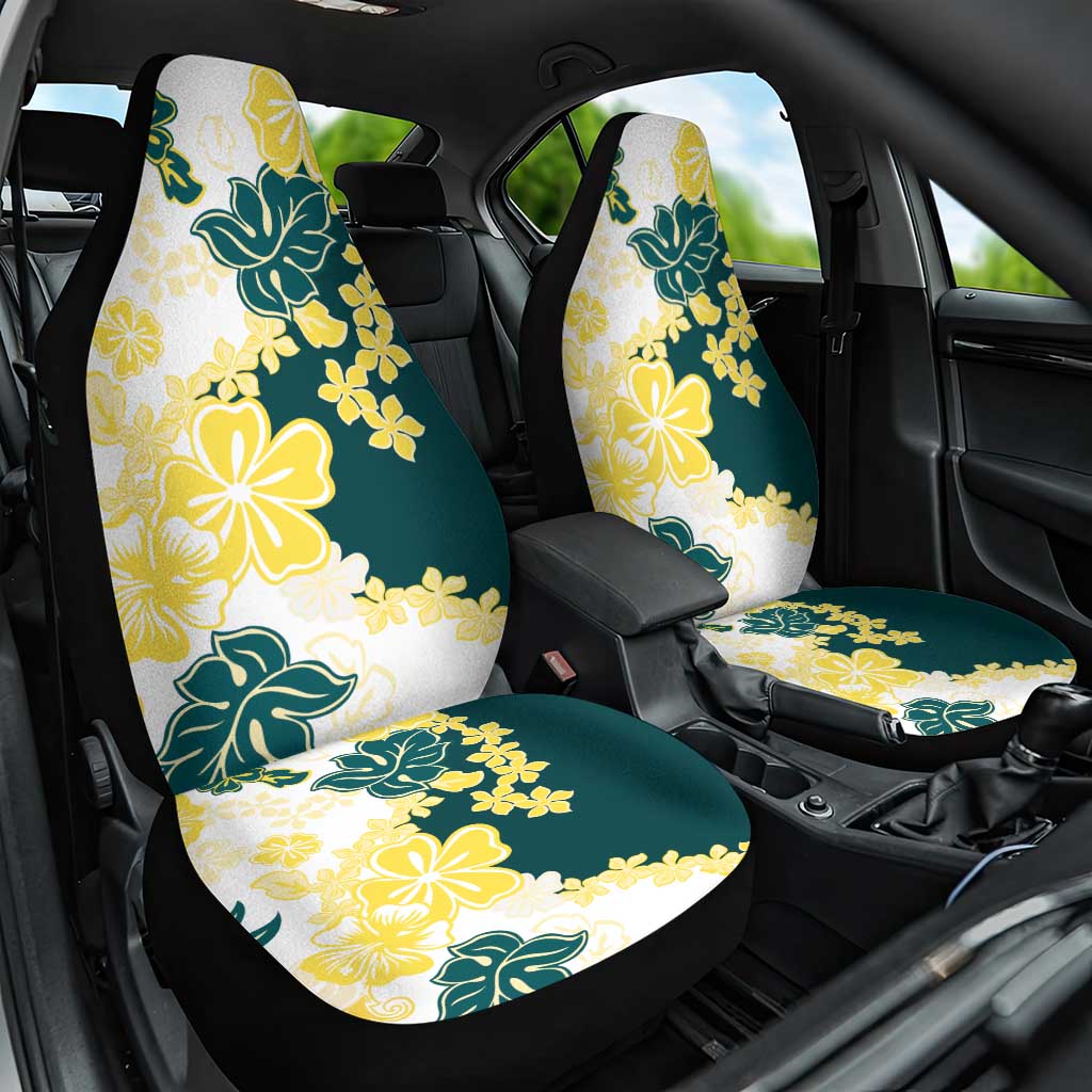Yelow Teal Hibiscus Plumeria Floral Car Seat Cover LT01 One Size Yellow - Polynesian Pride
