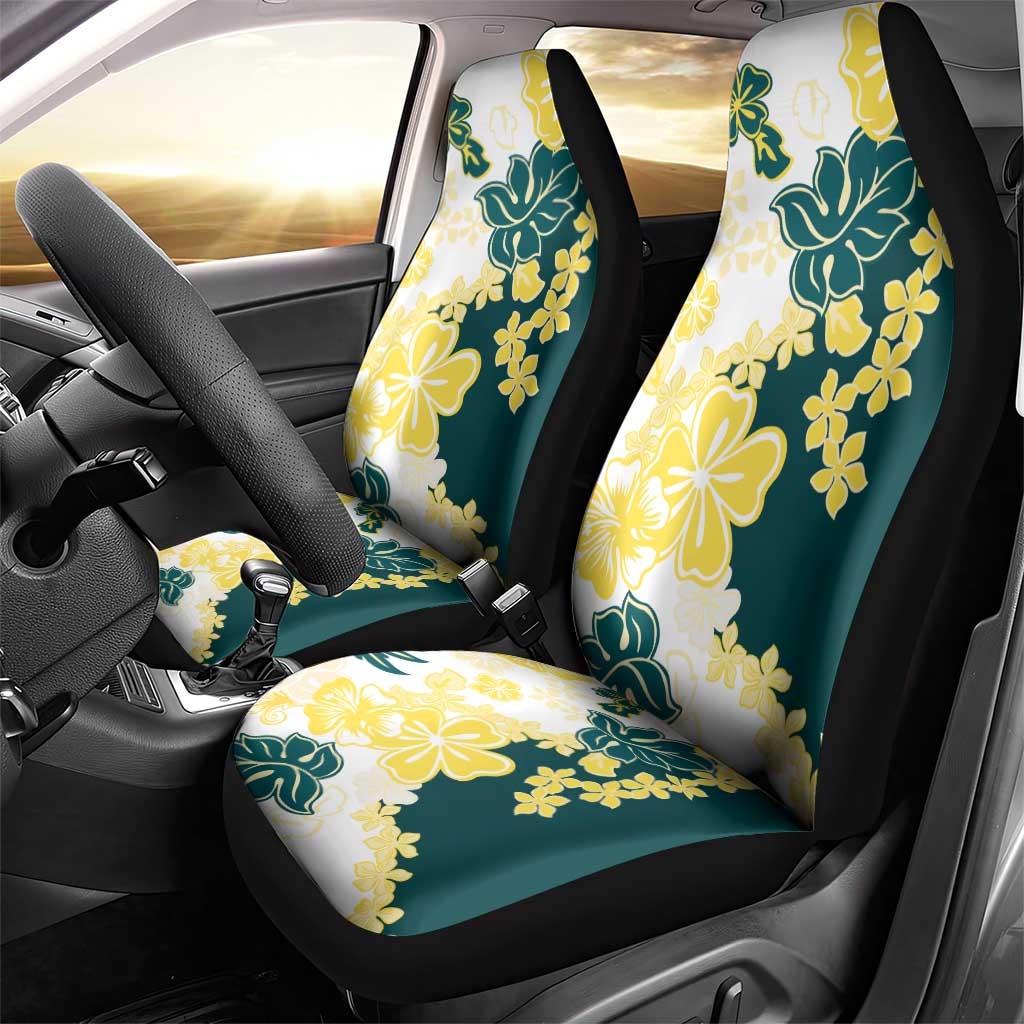 Yelow Teal Hibiscus Plumeria Floral Car Seat Cover LT01 - Polynesian Pride