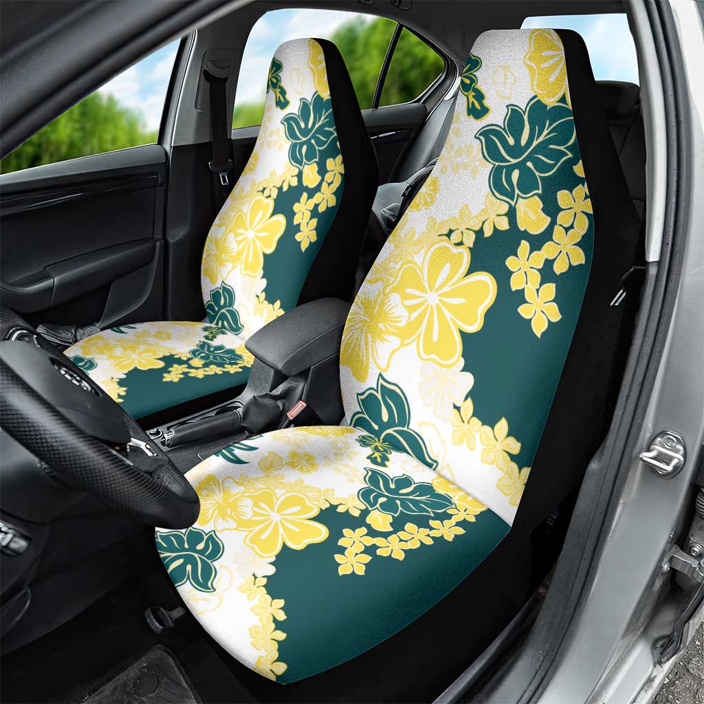 Yelow Teal Hibiscus Plumeria Floral Car Seat Cover LT01 - Polynesian Pride