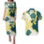 Yelow Teal Hibiscus Plumeria Floral Couples Matching Puletasi and Hawaiian Shirt - Polynesian Pride