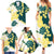 Yelow Teal Hibiscus Plumeria Floral Family Matching Summer Maxi Dress and Hawaiian Shirt - Polynesian Pride