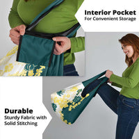 Yelow Teal Hibiscus Plumeria Floral Grocery Bag - Polynesian Pride