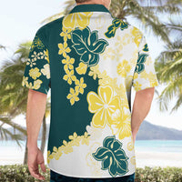 Yelow Teal Hibiscus Plumeria Floral Hawaiian Shirt - Polynesian Pride