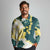 Yelow Teal Hibiscus Plumeria Floral Long Sleeve Polo Shirt - Polynesian Pride