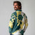 Yelow Teal Hibiscus Plumeria Floral Long Sleeve Polo Shirt - Polynesian Pride