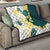 Yelow Teal Hibiscus Plumeria Floral Quilt - Polynesian Pride