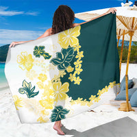 Yelow Teal Hibiscus Plumeria Floral Sarong - Polynesian Pride