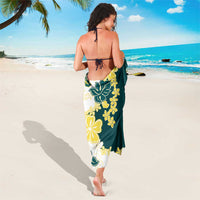 Yelow Teal Hibiscus Plumeria Floral Sarong - Polynesian Pride