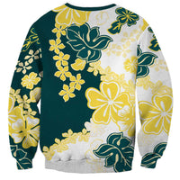 Yelow Teal Hibiscus Plumeria Floral Sweatshirt - Polynesian Pride