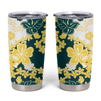 Yelow Teal Hibiscus Plumeria Floral Tumbler Cup - Polynesian Pride