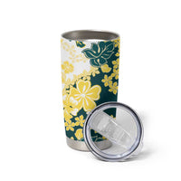 Yelow Teal Hibiscus Plumeria Floral Tumbler Cup - Polynesian Pride