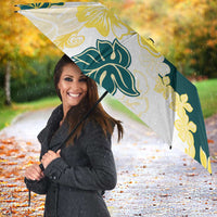 Yelow Teal Hibiscus Plumeria Floral Umbrella - Polynesian Pride