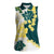 Yelow Teal Hibiscus Plumeria Floral Women Sleeveless Polo Shirt - Polynesian Pride