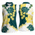 Yelow Teal Hibiscus Plumeria Floral Women Sleeveless Polo Shirt - Polynesian Pride