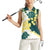 Yelow Teal Hibiscus Plumeria Floral Women Sleeveless Polo Shirt - Polynesian Pride