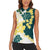 Yelow Teal Hibiscus Plumeria Floral Women Sleeveless Polo Shirt - Polynesian Pride