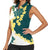 Yelow Teal Hibiscus Plumeria Floral Women Sleeveless Polo Shirt - Polynesian Pride
