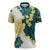 Yelow Teal Hibiscus Plumeria Floral Zipper Polo Shirt - Polynesian Pride