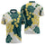 Yelow Teal Hibiscus Plumeria Floral Zipper Polo Shirt - Polynesian Pride