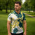 Yelow Teal Hibiscus Plumeria Floral Zipper Polo Shirt - Polynesian Pride