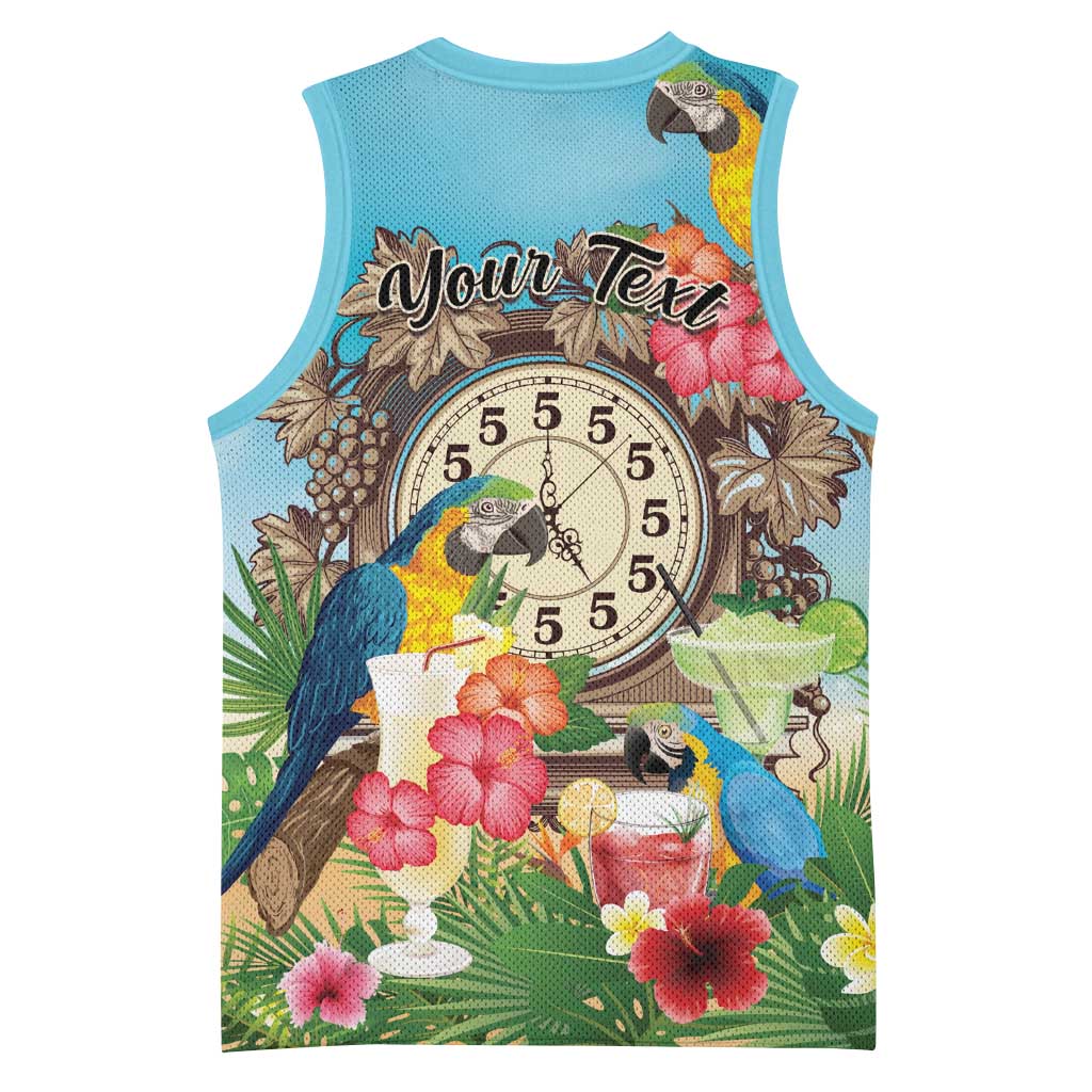 Personalized It's 5 o'clock Somewhere Basketball Jersey Hawaiian Tropical Parrots - Polynesian Pride