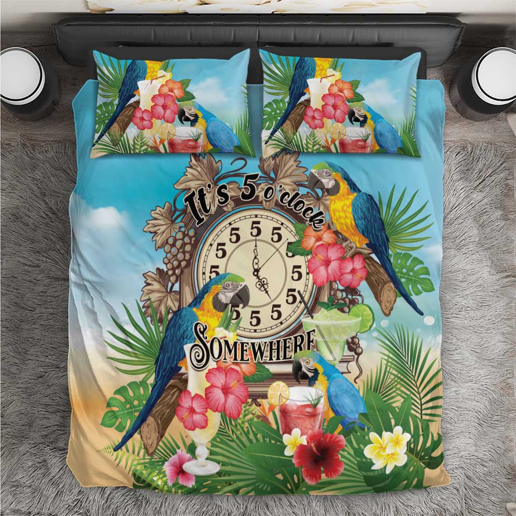 It's 5 o'clock Somewhere Bedding Set Hawaiian Tropical Parrots - Polynesian Pride
