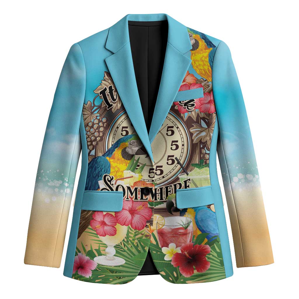 Personalized It's 5 o'clock Somewhere Blazer Hawaiian Tropical Parrots - Polynesian Pride