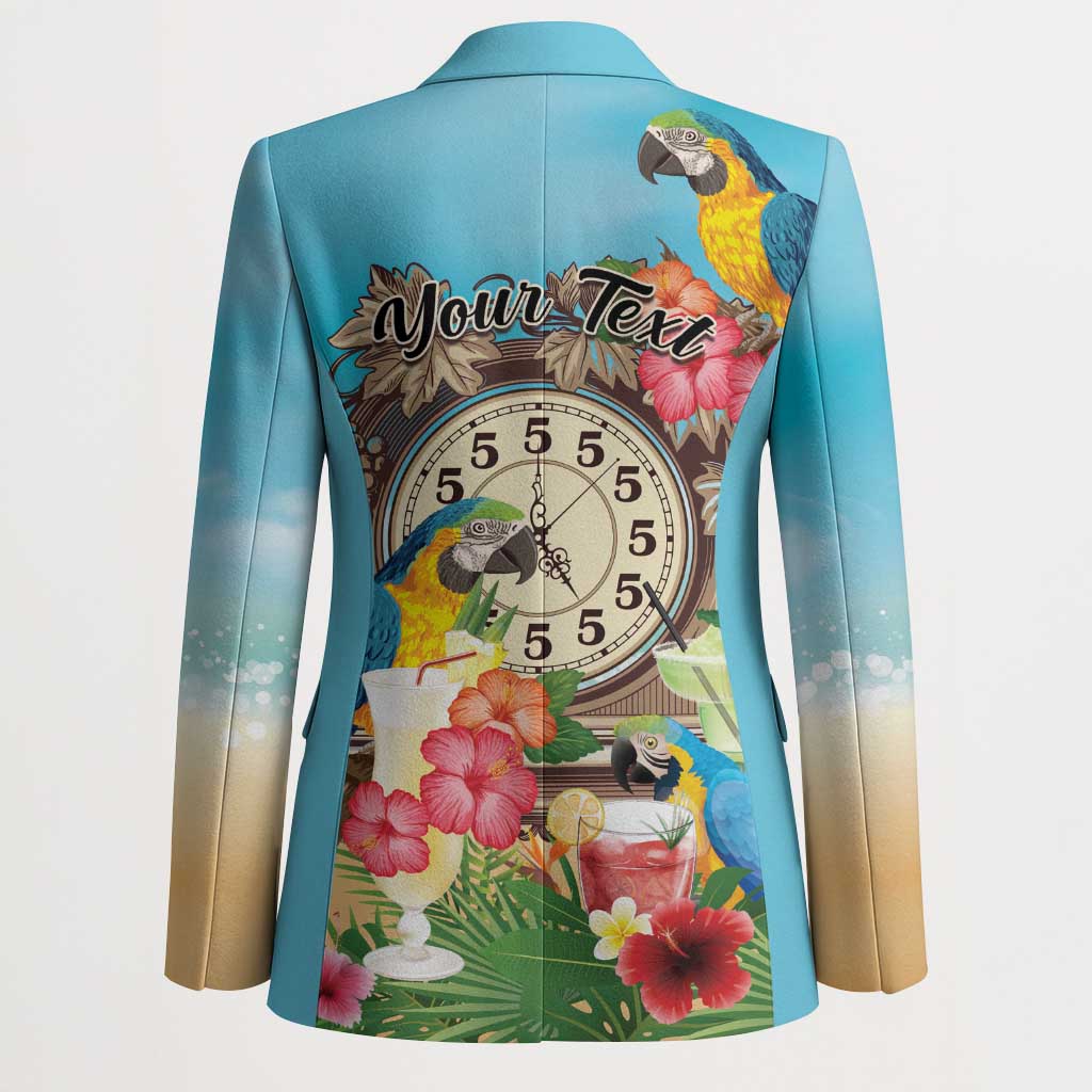 Personalized It's 5 o'clock Somewhere Blazer Hawaiian Tropical Parrots - Polynesian Pride