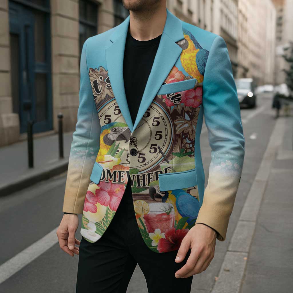 Personalized It's 5 o'clock Somewhere Blazer Hawaiian Tropical Parrots - Polynesian Pride