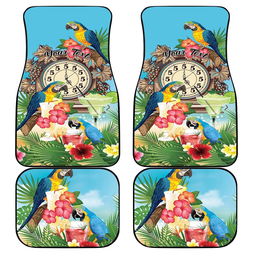 Personalized It's 5 o'clock Somewhere Car Mats Hawaiian Tropical Parrots - Polynesian Pride