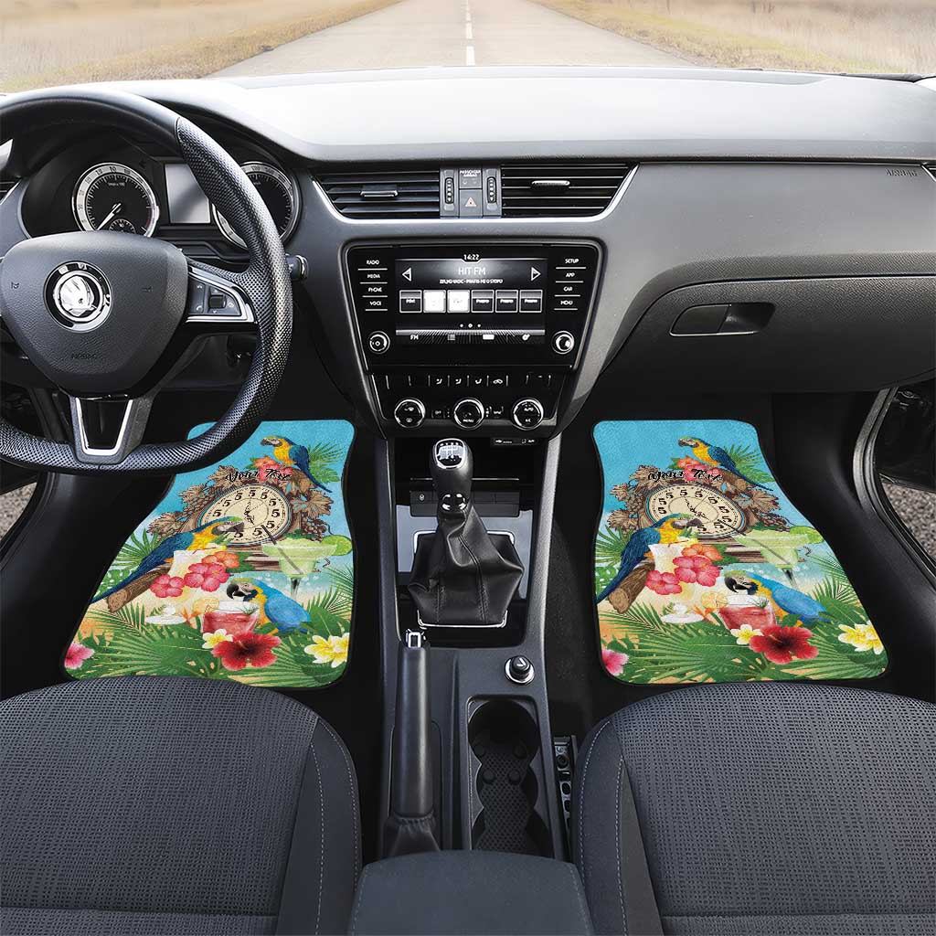 Personalized It's 5 o'clock Somewhere Car Mats Hawaiian Tropical Parrots - Polynesian Pride