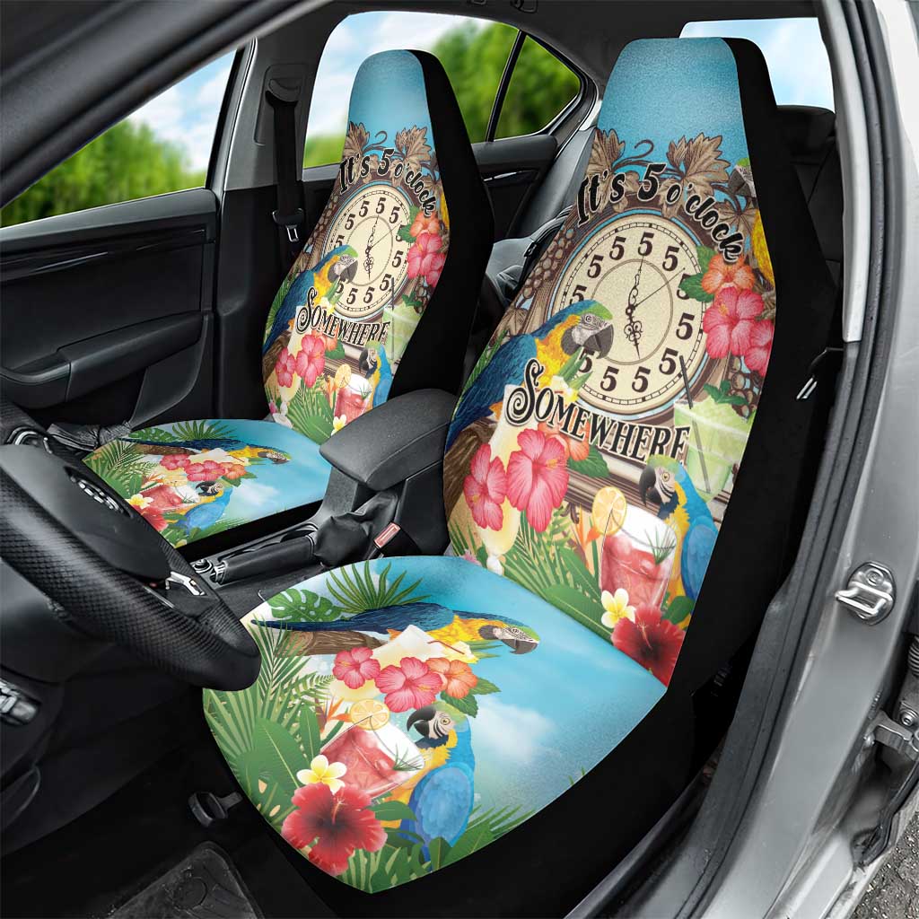 It's 5 o'clock Somewhere Car Seat Cover Hawaiian Tropical Parrots - Polynesian Pride
