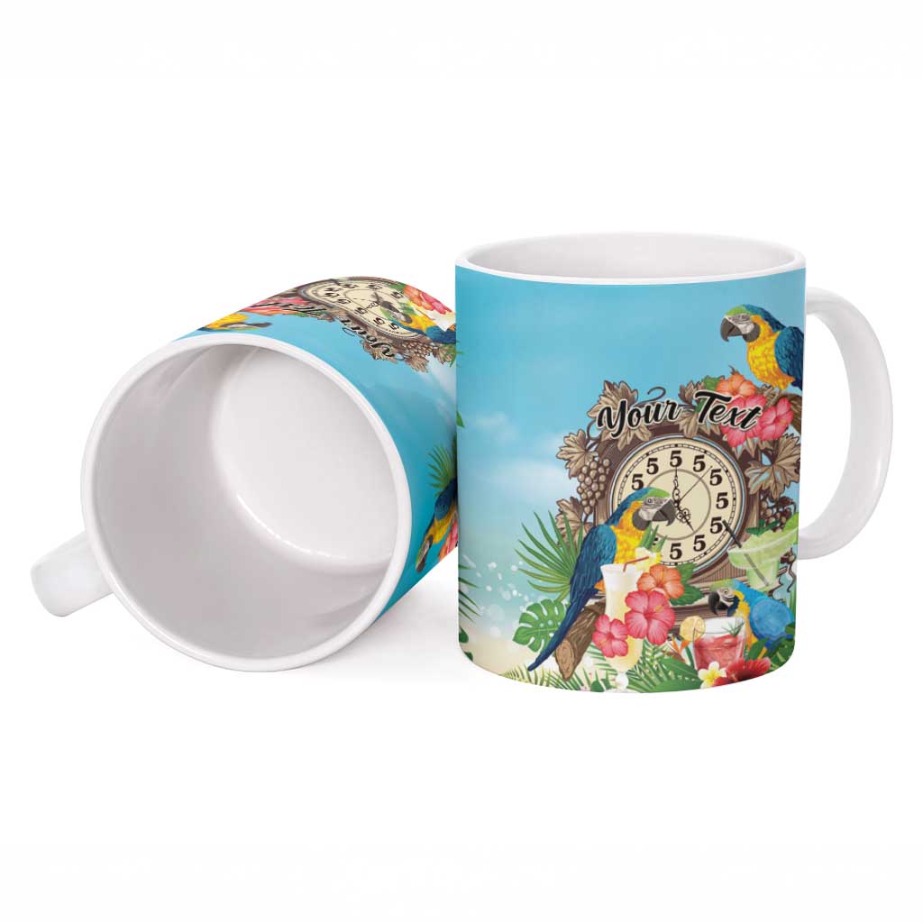 Personalized It's 5 o'clock Somewhere Ceramic Mug Hawaiian Tropical Parrots - Polynesian Pride