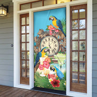 Personalized It's 5 o'clock Somewhere Door Cover Hawaiian Tropical Parrots - Polynesian Pride