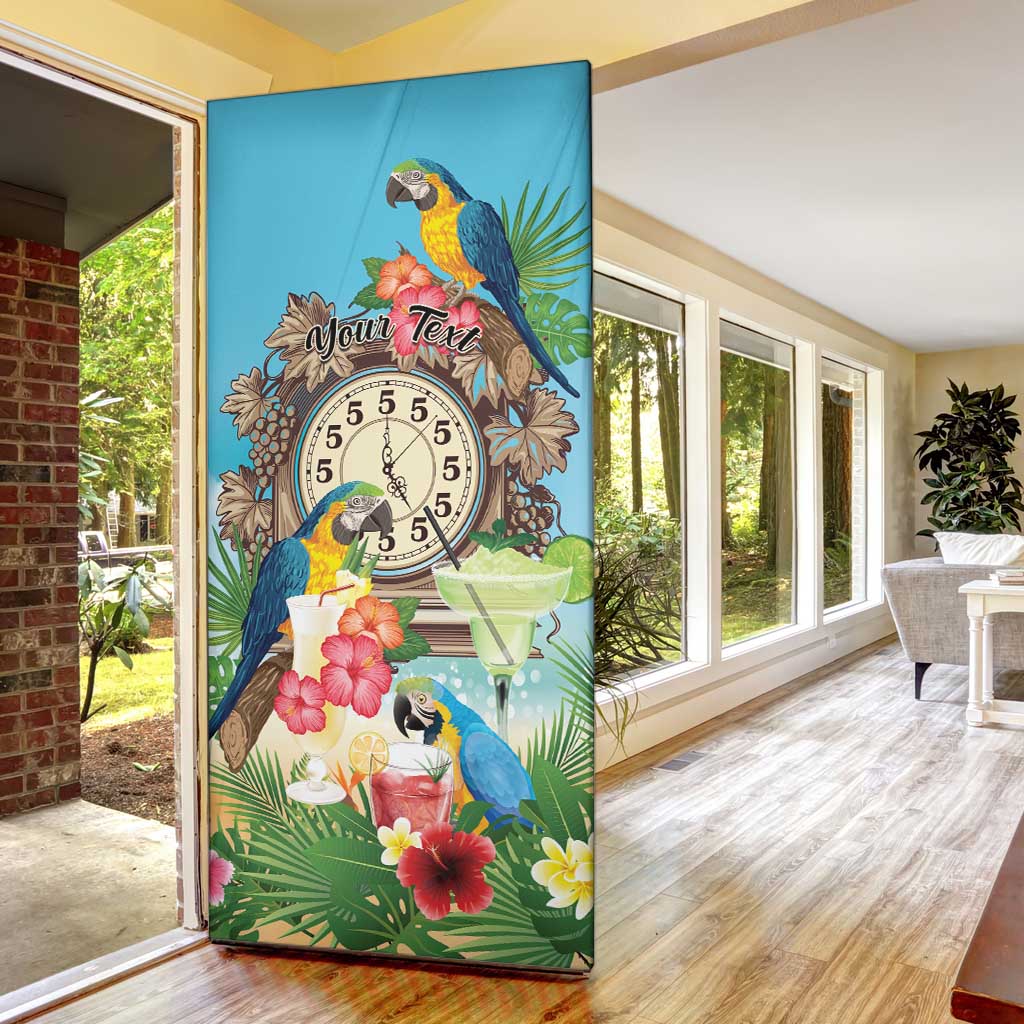 Personalized It's 5 o'clock Somewhere Door Cover Hawaiian Tropical Parrots - Polynesian Pride