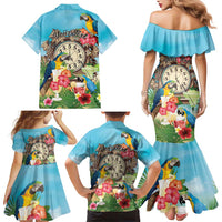 Personalized It's 5 o'clock Somewhere Family Matching Mermaid Dress and Hawaiian Shirt Hawaiian Tropical Parrots - Polynesian Pride