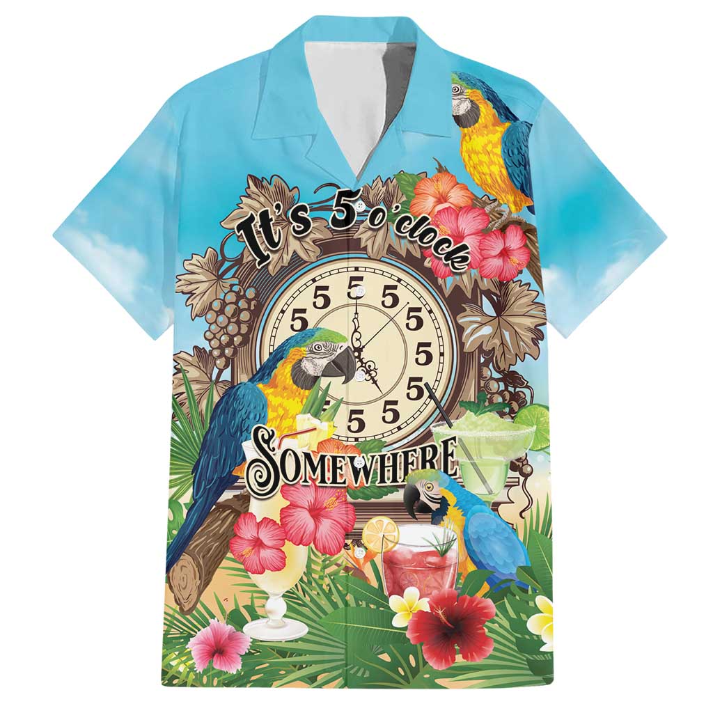 Personalized It's 5 o'clock Somewhere Hawaiian Shirt Hawaiian Tropical Parrots - Polynesian Pride